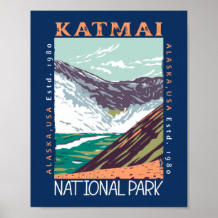 Katmai National Park Alaska Vintage Distressed Poster