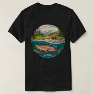 Katmai National Park and Preserve Salmon and Bear T-Shirt