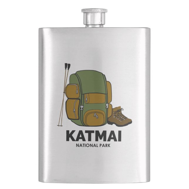 Katmai National Park Backpack Hip Flask (Front)