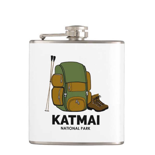 Katmai National Park Backpack Hip Flask (Front)