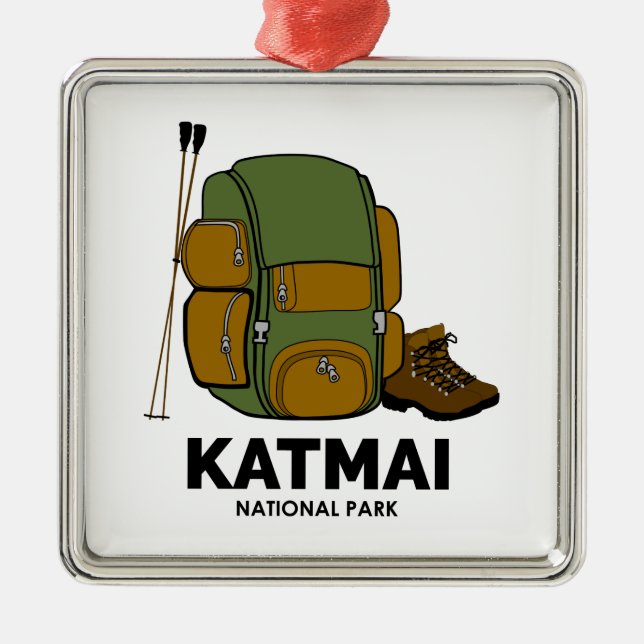 Katmai National Park Backpack Metal Tree Decoration (Front)