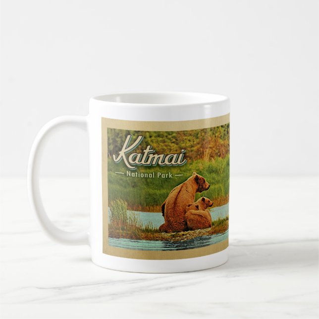 Katmai National Park Bears Vintage Coffee Mug (Left)
