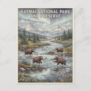 Katmai National Park Brown Bears Postcard