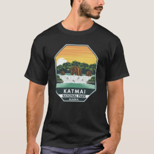 Katmai National Park Grizzly Bears Retro Emblem T-Shirt