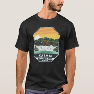 Katmai National Park Grizzly Bears Retro Emblem T-Shirt