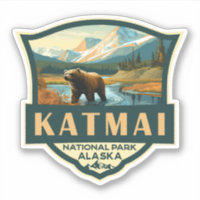 Katmai National Park Illustration Retro Badge