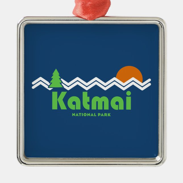 Katmai National Park Retro Metal Tree Decoration (Front)
