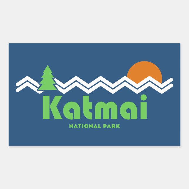 Katmai National Park Retro Rectangular Sticker (Front)