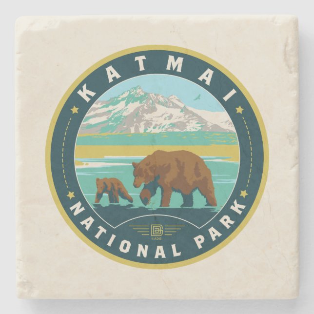Katmai National Park Stone Coaster (Front)