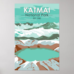 Katmai National Park Summit Crater Lake Alaska   Poster