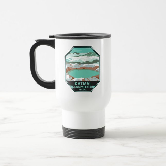 Katmai National Park Summit Crater Lake Alaska  Travel Mug (Left)