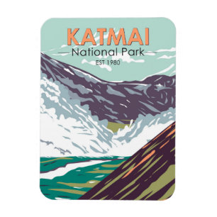 Katmai National Park Ten Thousand Smokes Vintage Magnet