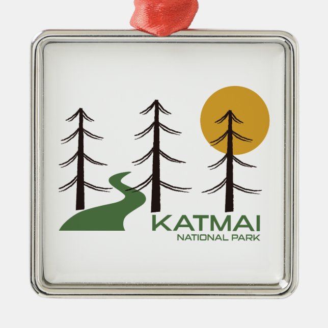 Katmai National Park Trail Metal Tree Decoration (Front)