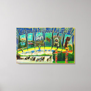 Katmai Nat'l Park, Alaska - Large Letter Scenes Canvas Print