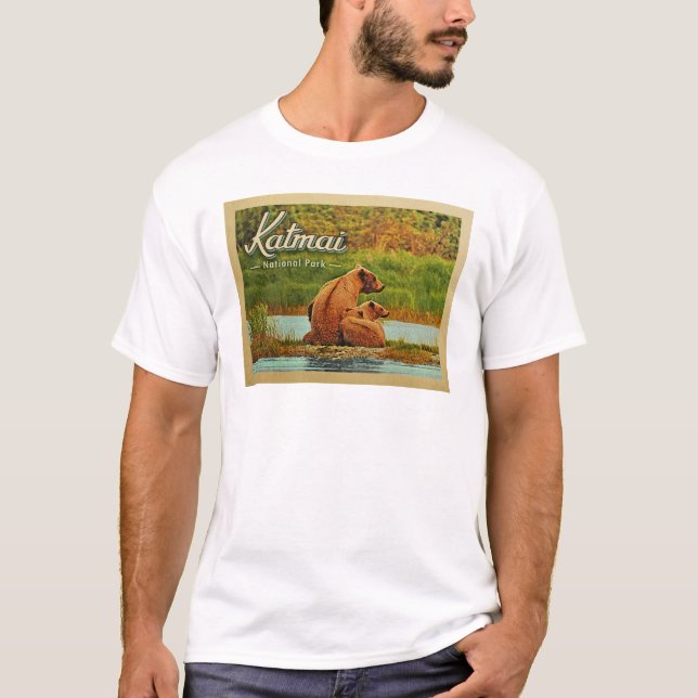 Katmai T-Shirt National Park Bears Vintage (Front)