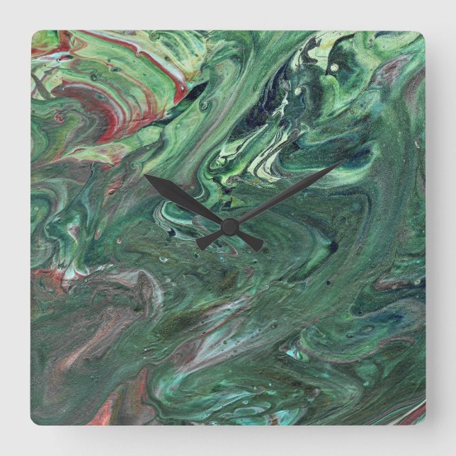 Katmandu 3 Mesmerising Green Abstract Wall Clock (Front)