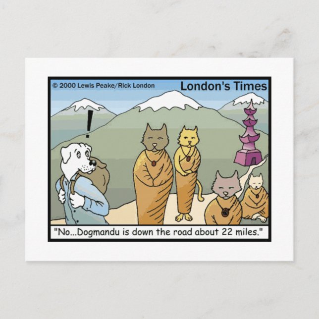 Katmandu & Dogmandu Cartoon Funny Postcards (Front)