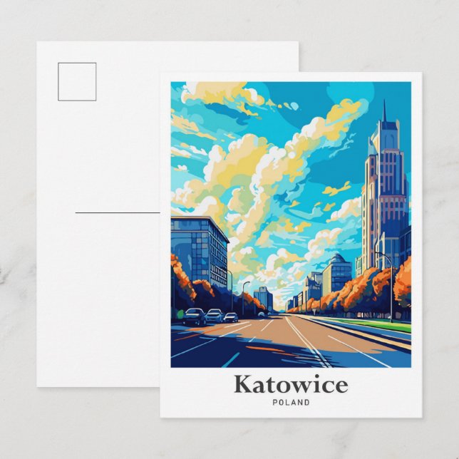 Katowice Poland Travel Potrait Illustration Postcard (Front/Back)
