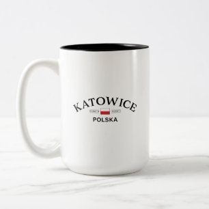 Katowice Polska (Poland) Polish Coordinates Two-Tone Coffee Mug