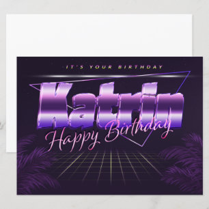 Katrin Name Vorname lila retro Karte Geburtstag Card
