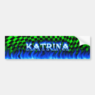 Katrina blue fire and flames bumper sticker design