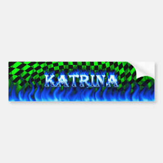 Katrina blue fire and flames bumper sticker design