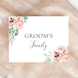 Katrina Pink Floral Groom's Family Wedding Sign