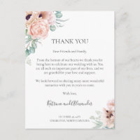 Katrina Pink Floral Wedding Reception Thank You