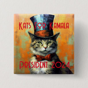 Kats For Kamala Political Button