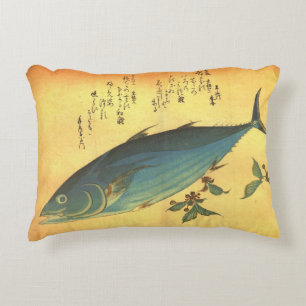 Katsuo (Skipjack Tuna) - Hiroshige's Colorful Fish Decorative Cushion