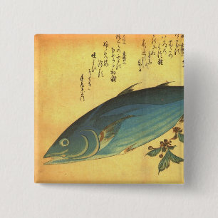 Katsuo (Skipjack Tuna) - Hiroshige's Colourful Fis 15 Cm Square Badge