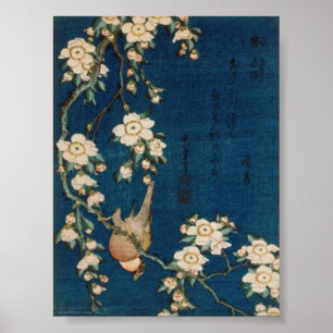 Katsushika Hokusai 葛飾 北斎 Goldfinch and Che Poster