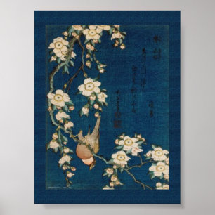 Katsushika Hokusai 葛飾 北斎 Goldfinch and Cherry Tree Poster