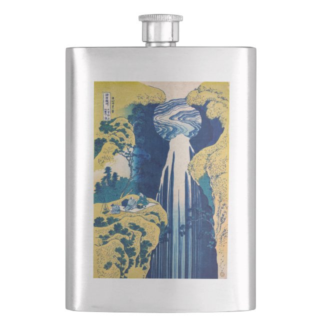 Katsushika Hokusai - Amida Falls Hip Flask (Front)