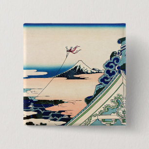 Katsushika Hokusai - Asakusa Honganji temple, Edo 15 Cm Square Badge