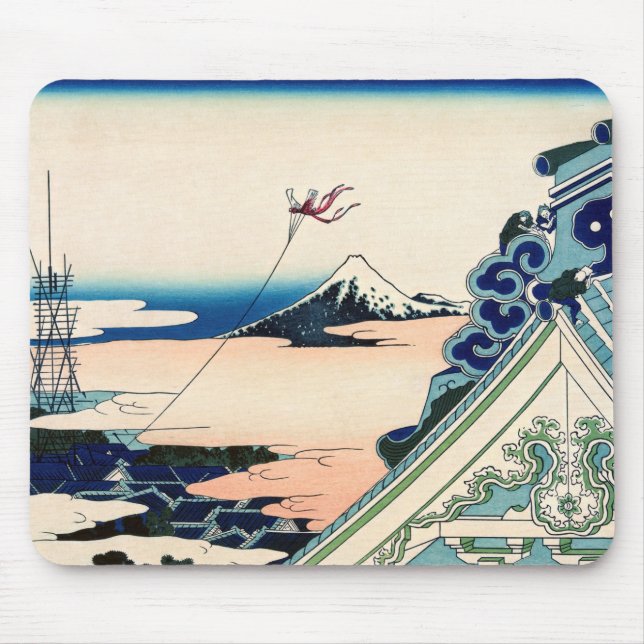 Katsushika Hokusai - Asakusa Honganji temple, Edo Mouse Mat (Front)