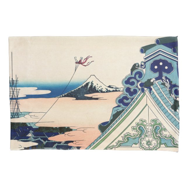 Katsushika Hokusai - Asakusa Honganji temple, Edo Pillowcase (Front)