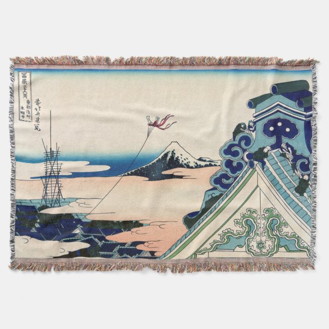 Katsushika Hokusai - Asakusa Honganji temple, Edo Throw Blanket (Front)