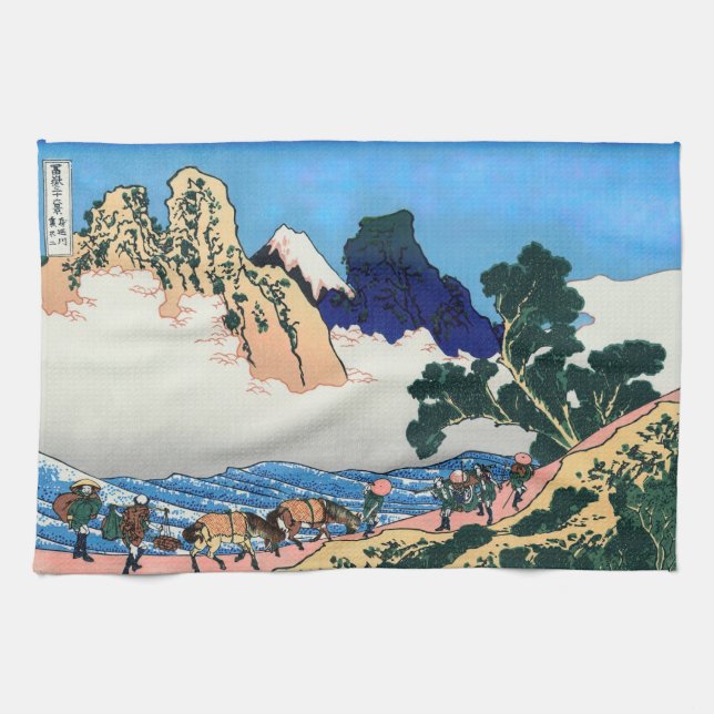 Katsushika Hokusai - Back of Fuji, Minobu river Tea Towel (Horizontal)