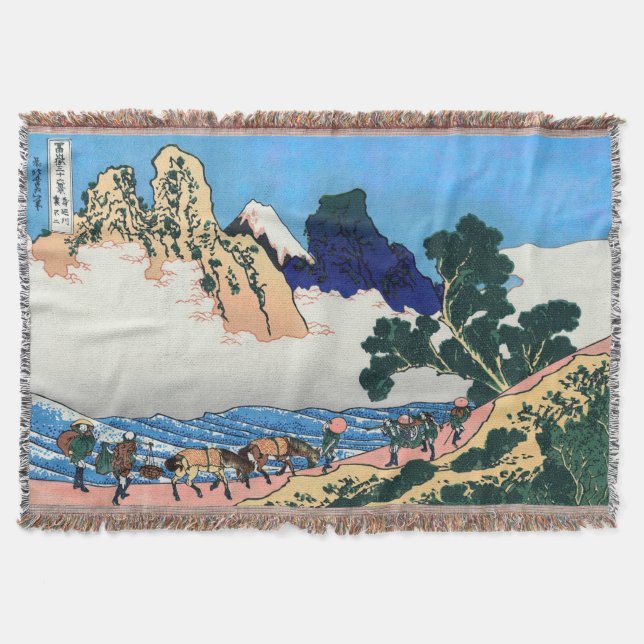 Katsushika Hokusai - Back of Fuji, Minobu river Throw Blanket (Front)