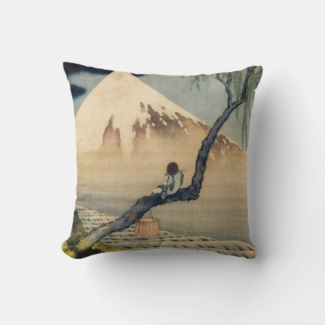 Katsushika Hokusai - Boy Viewing Mount Fuji Cushion (Front)
