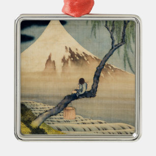 Katsushika Hokusai - Boy Viewing Mount Fuji Metal Tree Decoration