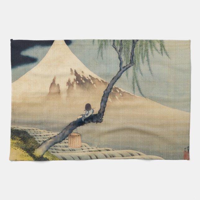 Katsushika Hokusai - Boy Viewing Mount Fuji Tea Towel (Horizontal)