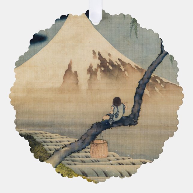 Katsushika Hokusai - Boy Viewing Mount Fuji Tree Decoration Card (Front)