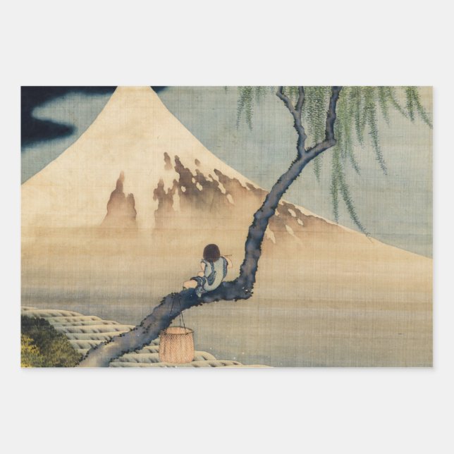 Katsushika Hokusai - Boy Viewing Mount Fuji Wrapping Paper Sheet (Front)