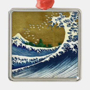 Katsushika Hokusai - Coloured Big Wave Metal Tree Decoration