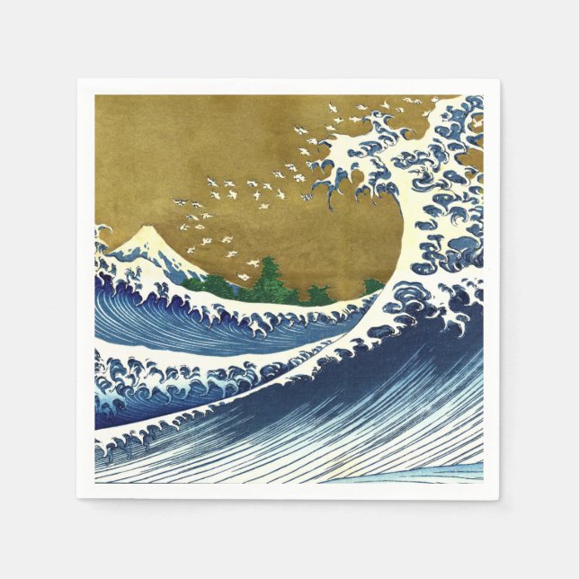 Katsushika Hokusai - Coloured Big Wave Napkin (Front)