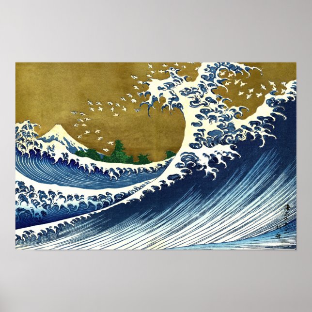 Katsushika Hokusai - Coloured Big Wave Poster (Front)