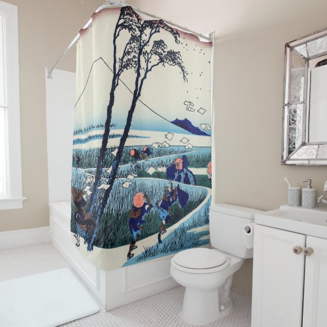 Katsushika Hokusai - Ejiri in the Suruga province Shower Curtain (In Situ)