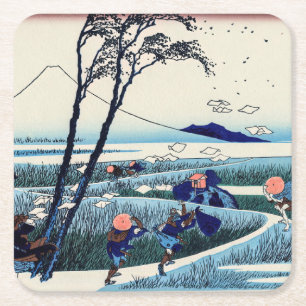 Katsushika Hokusai - Ejiri in the Suruga province Square Paper Coaster